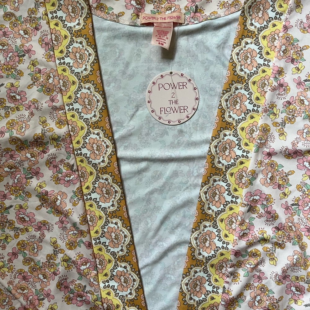 Feminine Boho Earthy Pastel Floral Kimono, Cardigan, Swim Cover Up, Robe NWT - Picture 4 of 12